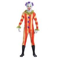 Teen Clown Party Suit Costume Scary Zombie Halloween Horror Evil Circus Clown Fancy Dress Skin Full Outfit (Medium)