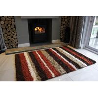 terracotta orange rugs stripe shaggy fireplace hearth rug