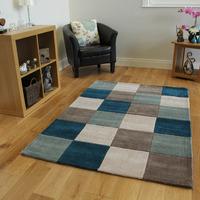 Teal Blue Contemporary Rug Banbury Small