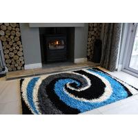 teal blue swirl shaggy fireplace rug