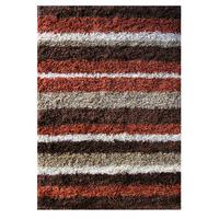 Terracotta & Orange Rugs Stripe Shaggy Rug Helsinki M