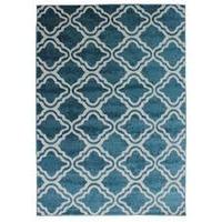 teal blue moroccan trellis living room rug light bright 80x150