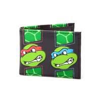 Teenage Mutant Ninja Turtles (tmnt) Turtles Faces With Shell Patterns Unisex Bi-fold Wallet One Size Black/green (mw0heqtmt)