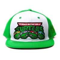 Teenage Mutant Ninja Turtles (tmnt) Unisex Character Faces & Logo Snapback Baseball Cap One Size Green/white (80192tmt)