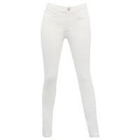 Teen girl white full length silver button front slim fit five pocket skinny jeans - White