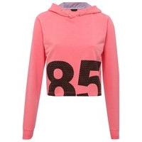 teen girl cotton blend pink long sleeve 85 print hooded cropped sweate ...