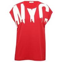 Teen girl red short capped sleeve pull on NYC slogan skyline print t-shirt - Red