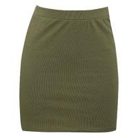 Teen girls light stretch comfort plain coloured pull on short tube skirt - Khaki