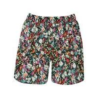 teen girl black floral print elasticated waistband petal front shorts  ...