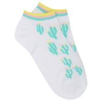 teen girl white pastel cactus print cotton rich trainer liner socks wh ...