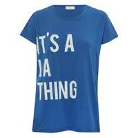 Teen girls royal blue short sleeve pull on round neck It\'s a LA Thing slogan jersey t-shirt - Blue