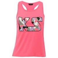 teen girl pink sleeveless racer back ks print active wear vest top pin ...