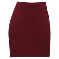 Teen girls light stretch comfort plain coloured pull on short tube skirt - Burgundy