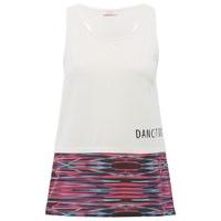 Teen girl multi colour neon hem double layered dance it out slogan workout vest - White