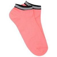 Teen girl stripe trim soft stretch cotton trainer liner socks - Pink