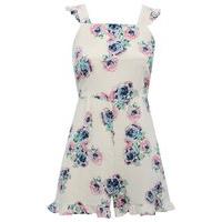 teen girl white rose flower print with frill hem and strap elasticated ...