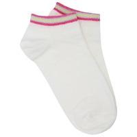 Teen girl stripe trim soft stretch cotton trainer liner socks - Cream