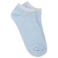 Teen girl stripe trim soft stretch cotton trainer liner socks - Blue