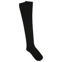 Teen girl plain black cotton rich light stretch over the knee school socks - Black