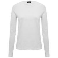 Teen girl plain long sleeve round neck cotton rich pull on jersey top - White