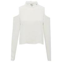 teen girls long sleeve diamante embellished collar high neck top with  ...