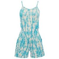 teen girl viscose strappy blue and cream tie dye print short playsuit  ...