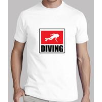 tee shirt dive man, white, top quality