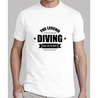 tee shirt dive man, white, top quality