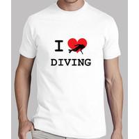 tee shirt dive man, white, top quality