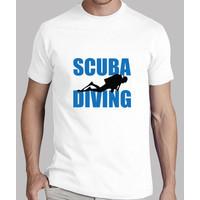 tee shirt dive man, white, top quality