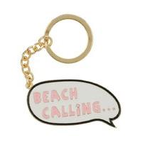 Teen girl gold hardware speech bubble beach calling slogan keyring - Multicolour