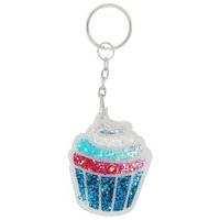 Teen girl multi-coloured glitter cupcake silver hardware accessory keyring - Multicolour
