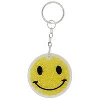 Teen girl bright yellow smiley face silver hardware accessory keyring - Yellow