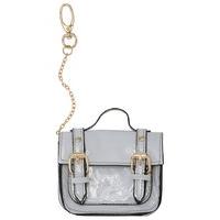 Teen girl grey mini satchel bag gold hardware bag tag keyring - Blue