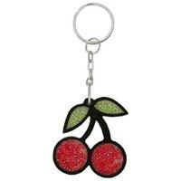 Teen girl silver hardware beaded cherry keyring - Multicolour