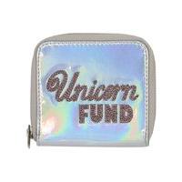 Teen girl silver holographic unicorn fund slogan zip fastening coin purse - Silver