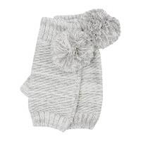 teen girls winter pom pom knitted hand warmers grey