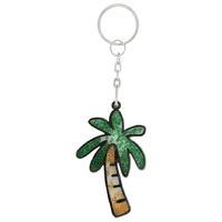 Teen girl beaded summer palm tree with silver hardware keyring - Multicolour