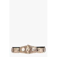 Textured Metal Plate Waist Belt - gold