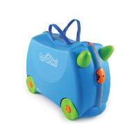terrance trunki blue ride on pull along suitcase