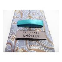 ted baker silk tie blue mocha paisley