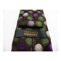 Ted Baker Silk Tie Purple & Green Circle Design