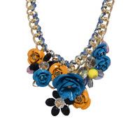 Teal Multi Flower Statement Necklace