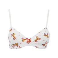 Teen girl sausage dog print adjustable strap slightly moulded cup non wire bra - Multicolour