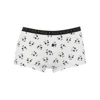 Teen Girls Soft Stretch Cotton Blend Panda Print Elasticated Waistband Boxer Briefs - White