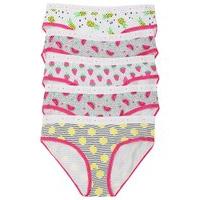 Teen girl pink trim pure cotton branded elasticated waistband fruit themed briefs five pack - Multicolour