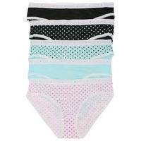 Teen girl star and plain design elasticated waist pull on kylie branded briefs five pack - Multicolour
