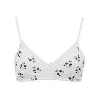 teen girls everyday cotton blend panda print soft lace trim bra top wh ...