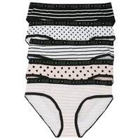 Teen girl spot and stripe print elasticated waist pull on kylie branded briefs five pack - Multicolour