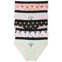 Teen girls multi-coloured star pug print elasticated kylie branded waistband briefs five pack - Multicolour